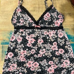 Lacy black and pink tank top